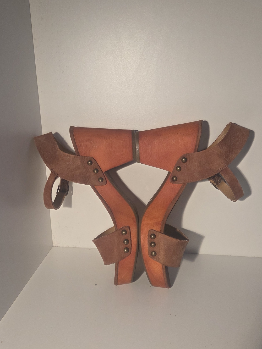 Lucky Brand Brown Suede Wooden Platform Sandals - Women's Size 9M - Picture 13 of 14